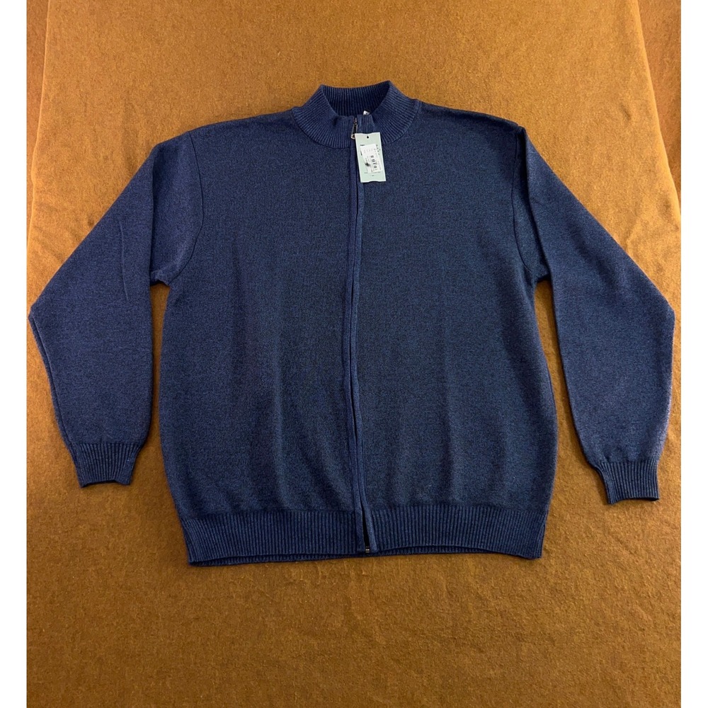 True Rock Mens 5XL Blue Full Zip Mock Neck Marl Knit Cardigan Sweater NWT